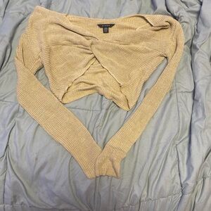 Tan Knit Cropped Sweater